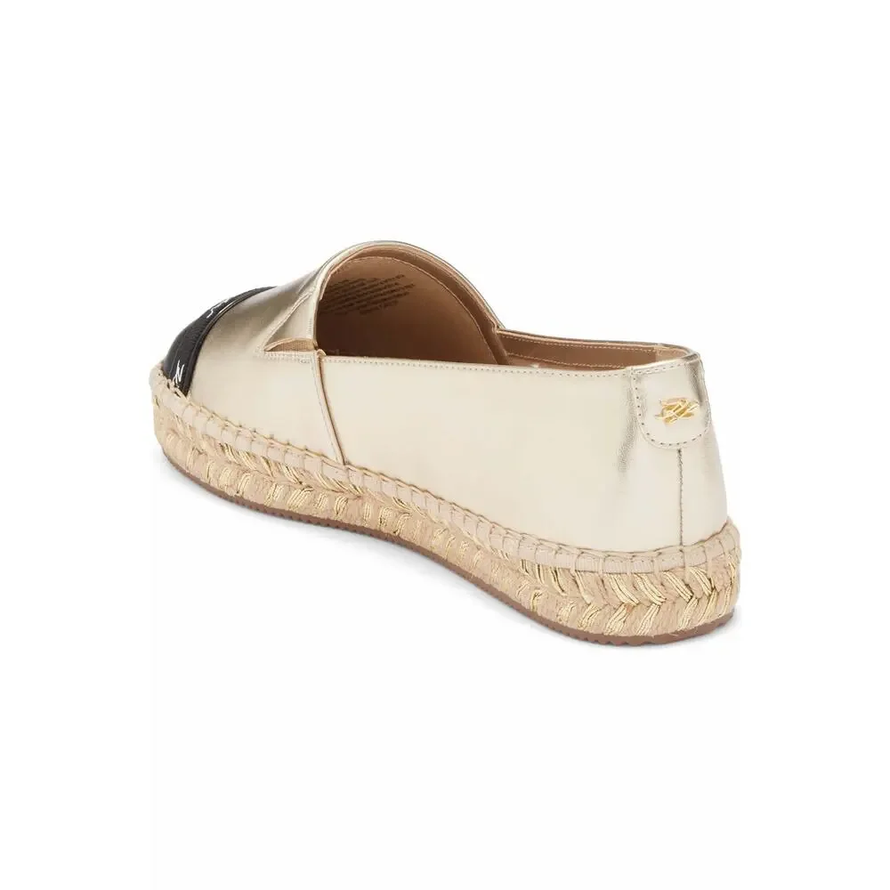 Karl Lagerfeld Paris Gold Metallic Espadrille Flats Size 6 New in Box. $109